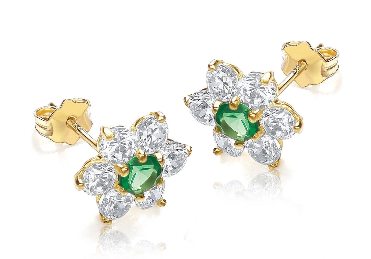 Green and deals white stone earrings