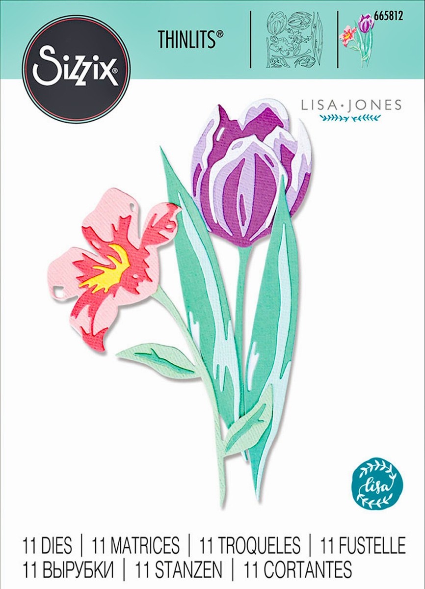 Retired Sizzix Thinlits Layered Spring Flowers 11pc #665812