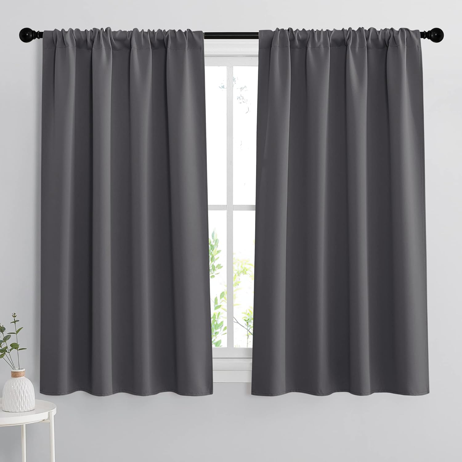 RYB HOME Blackout Curtains - Thermal Insulated Noise Reducing Energy Efficient in Grey