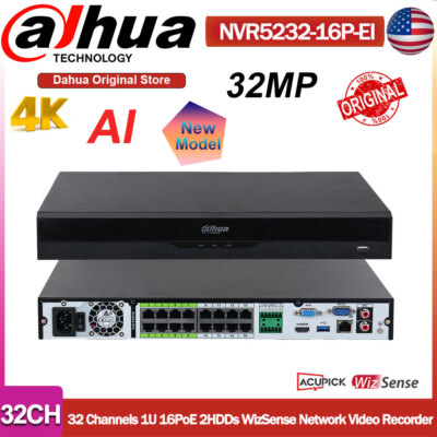 Dahua Ai 32MP 32CH 16PoE NVR Wizsense Acupick ePoE Video Recorder NVR5232-16P-EI