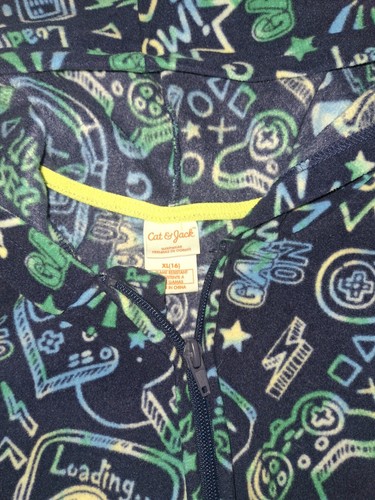 Cat & Jack Cozy fleece Hooded Gaming one pc Sleeper Size XL 16 - Picture 2 of 2