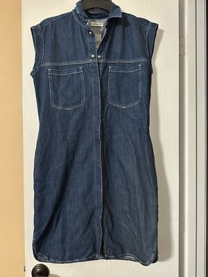 Mavi Dk Denim Dress Snap Front Side Pockets Size Small NWT