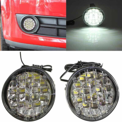 2pcs 12V 18LED Round Car Fog Lamp Driving DRL Daytime Running Bright White Li·:J