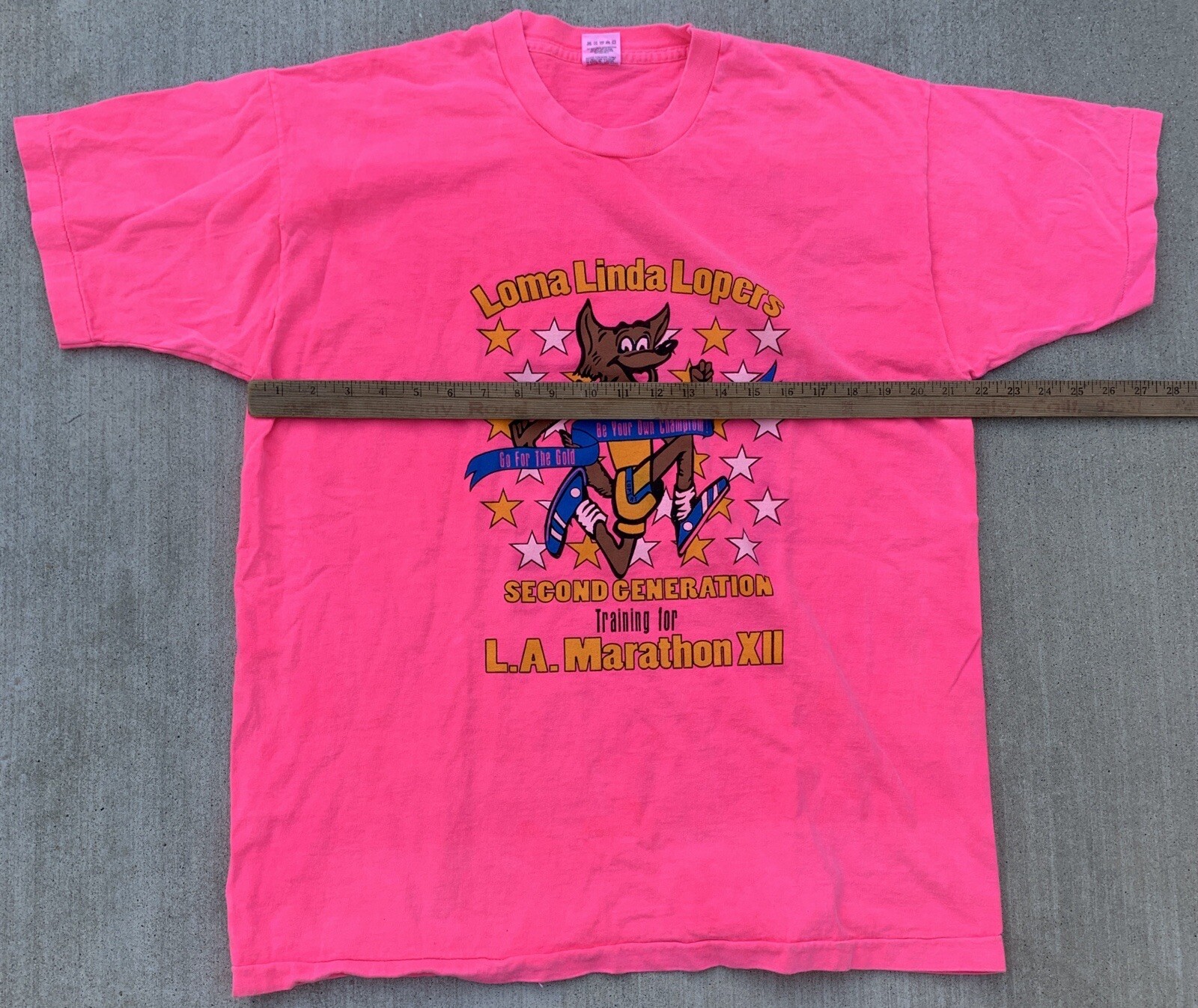 Vintage Loma Linda Lopers Marathon Training T Shirt 90s Neon Pink Size