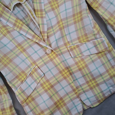 Rag and Bone Margot Plaid Blazer Yellow Size Cotton Women's