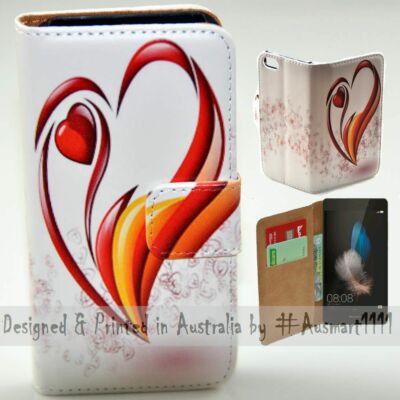 For Huawei Series - Love Heart Theme Print Wallet Mobile Phone Case Cover