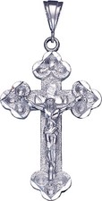 Large 3" Sterling Silver Crucifix Cross with Jesus Pendant Necklace 24" Chain