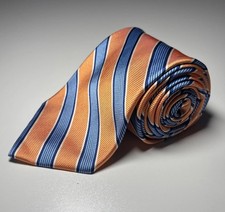 Brooks Brothers Striped Repp Tie Peach Orange Silk Necktie Made In USA