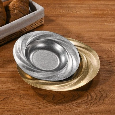 Retro Style Stainless Steel Plate for Salad and Appetizer Presentation - Image 1 of 4