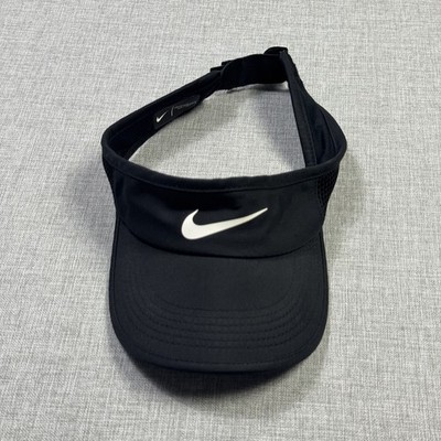 Nike Hat Visor Strap Back One Size Black Featherlight Dri-FIT