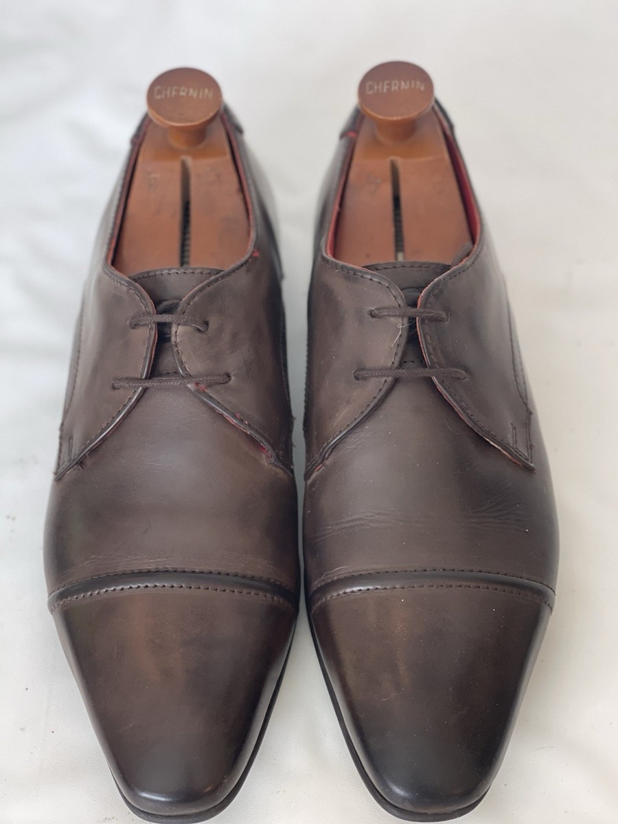 Base London Brown Leather Cap Toe Derby Shoes EU 42 US Men display picture 3