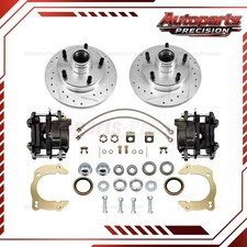 Front Disc Brake Kit Drilled Slotted For 49-54 Modified Chevy Spindle 5x4.5 Bp