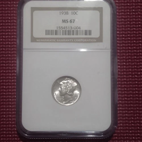 1938 Mercury Silver Dime MS67 NGC