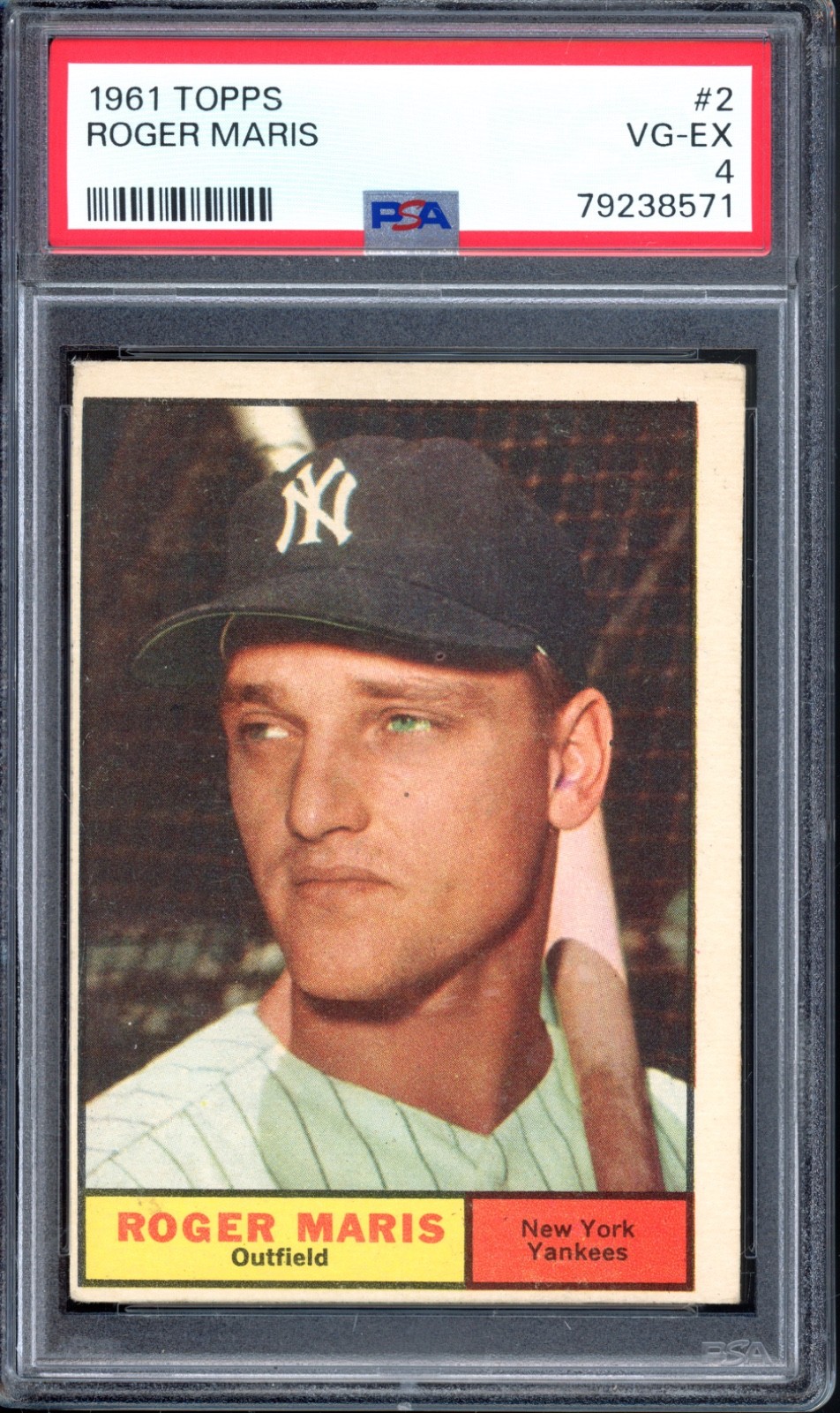 1961 Topps #2 Roger Maris PSA 4 Vintage New York Yankees Baseball Card (8571)
