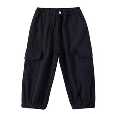 JWWN Little Boys Cargo Jogger Pants Toddler Kids Multi Pocket Twill 4T, Black