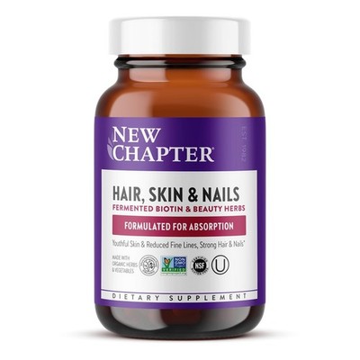 New Chapter Hair Skin & Nails Fermented Biotin & Beauty - 30 Caps Exp 6/2027