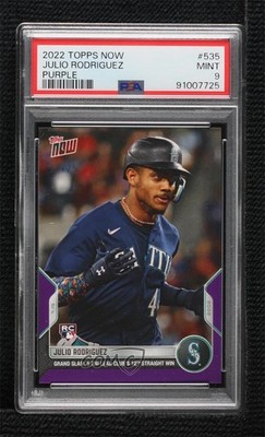 2022 Topps Now Purple 10/25 Julio Rodriguez #535 PSA 9 MINT Rookie RC 3bs