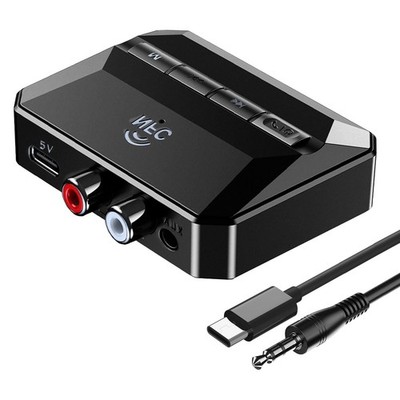 Bluetooth Receiver, NFC-Enabled RCA/3.5mm AUX USB Drive/TF Card Black