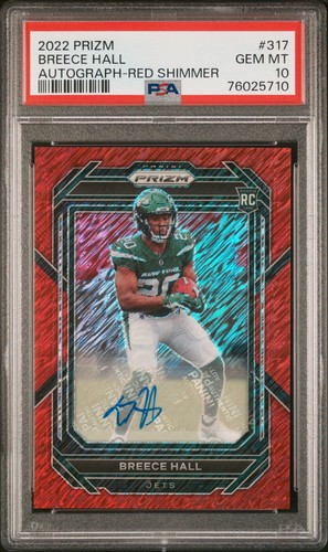 2022 Panini Prizm Breece Hall #317 Autograph-Red Shimmer /35 RC - PSA 10