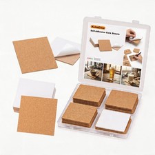 24 Pcs Self-Adhesive Cork Sheets Square, 4" x Tiles x 2mm