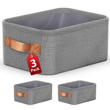 Large Storage Baskets for Shelves 3 Packs, Fabric Storage Bins for Shelves wi...
