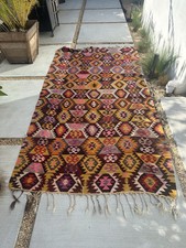 Vintage Turkish Kilim Rug Intricate Design Pattern Browns Tans Reds 10x5 Foot