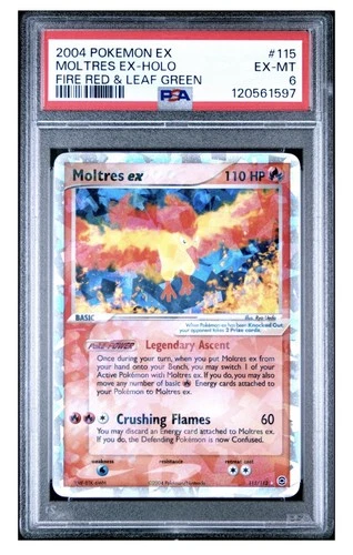 2004 Pokémon Moltres EX Holo Secret Rare 115/112 PSA 6 FireRed & LeafGreen)