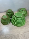 Bauer USA Pottery Beehive 4 Nesting Mixing Bowls Green Ringed Bowl Ringware