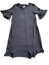 Anthropologie Averil Tee Dress Gray Flounce Ruffle Silky Soft Size Small