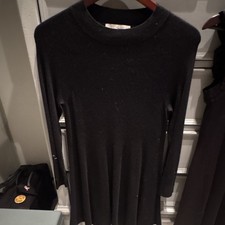 LOFT Black Mock Neck Long Sleeve A-Line Knee Length Dress XS sweater dress