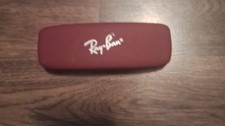 Ray Ban Eyeglasses Sunglasses Case Burgandy Hard Shell Clamshell Silver Logo