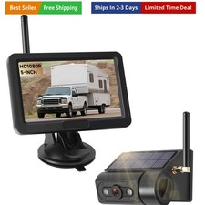 Magnetic Solar Wireless Backup Camera with 5  HD Monitor No Wiring Rechargeab...