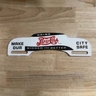 Vintage Pepsi Cola License Plate Topper Porcelain Enamel Sign Gas Oil *