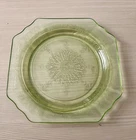 Anchor Hocking Princess Green Uranium Glass 8 1/4" Salad Plate Vintage