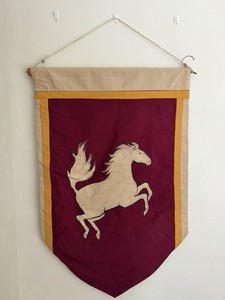 Vintage School Circus Horse Banner Pennant Painted 