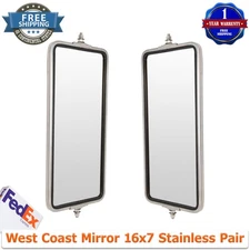 West Coast Mirror Set 16x7 Stainless Steel Heavy Duty For Commercial Truck