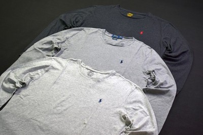 Polo T-Shirt Longsleeve Ralph Lauren Pullover Casual Basics Grau Big Weit Gr. XL
