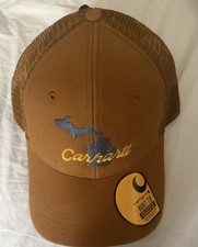 NWT Carhartt Hat Snap Back OS Brown Mens Outdoor Work Michigan Canvas Mesh