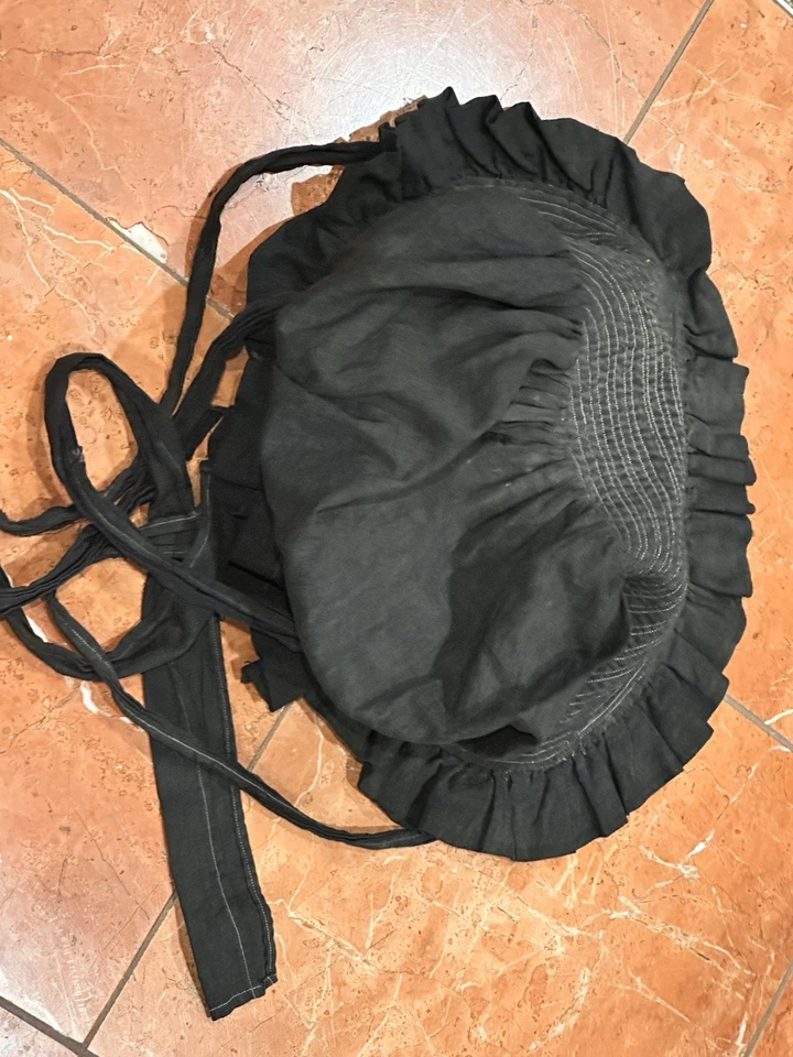 ANTIGUO SOMBRERO DE LUTO VICTORIANO DE FINALES DE 1800 GORRO EXCEPCIONAL PIONERO DE LA PRADERA Foto 4 de 4