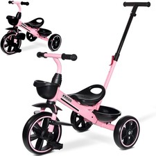 2-in-1 Toddler Tricycle for Ages 18 Months to 5 Years Old - Extended Push Han...