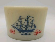 Vintage Old Spice Milk Glass Clipper Ship Shaving Mug Cup Shulton Chip In Rim