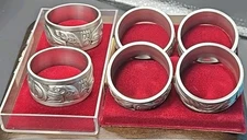 BOMA Native Tlingit Fine Pewter Set of 6 Napkin Rings Made In Canada 