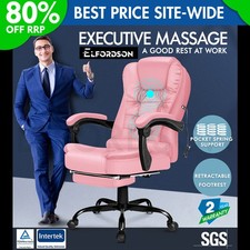 ELFORDSON Massage Office Chair High Back Padded Recline Footrest Gaming Computer