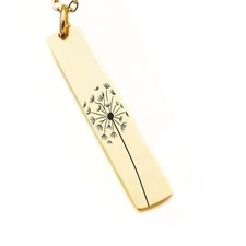 Dandelion Necklace - Blow Wish In The Wind Gold or Silver Minimalist Dainty Engr