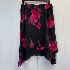 Vintage Womens Y2K Sharkbite Hem Midi Skirt Size 16 Fairy Grunge Whimsigoth Chic