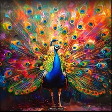 Diamond Art Painting Of Beautiful Peacock In Beautiful Colors 40cm X 40cm