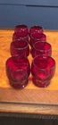 VTG Anchor Hocking Georgian Honeycomb Ruby Red Glass Tumblers 9 oz (Set of 8)