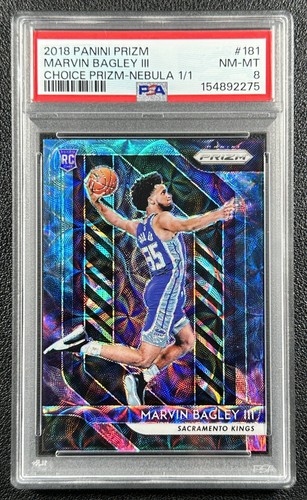1/1 MARVIN BAGLEY III PSA 8 2018 PANINI PRIZM #181 ROOKIE CHOICE NEBULA RC 1/1