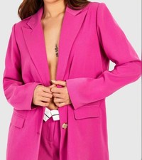 Fuchsia Contrast Button Oversized Blazer Size 12