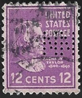 Scott# 817 12c ZACHARY TAYLOR with Perfins & a Handstamped Cancel (A-3)